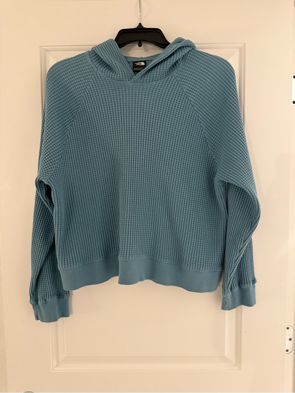 The North Face light Blue Waffle-Knit Pullover Hoodie